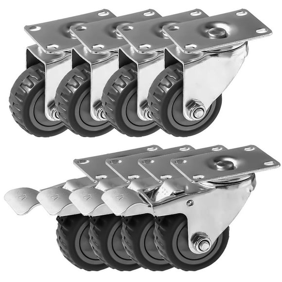 Dual Wheel Heavy Duty Swivel Plate Locking Casters 551 LBs 4 Pack-Silver Gray 